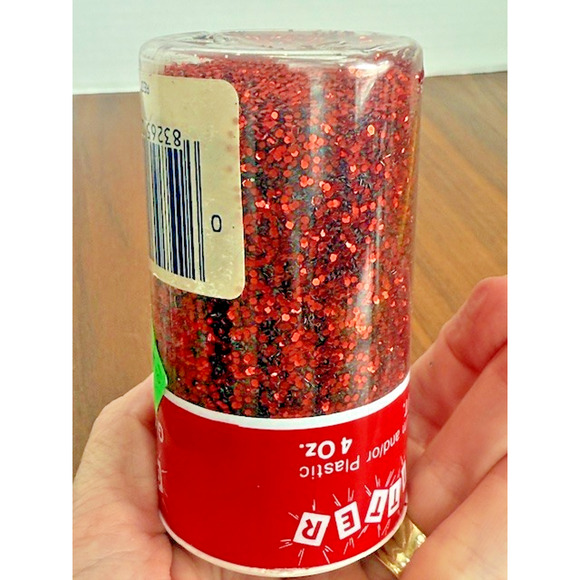 Vintage Glitterex Corp. Cranford, NJ Full 4 oz Jars Green & Red Glitter - Set 2 - Picture 12 of 12